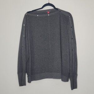 Vince Camuto XXL Long Sleeve Grey Heather Top with Snap Buttons